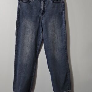 Social Standard High Rise Crop Straight Classic Women's Blue Denim Jeans Size 14